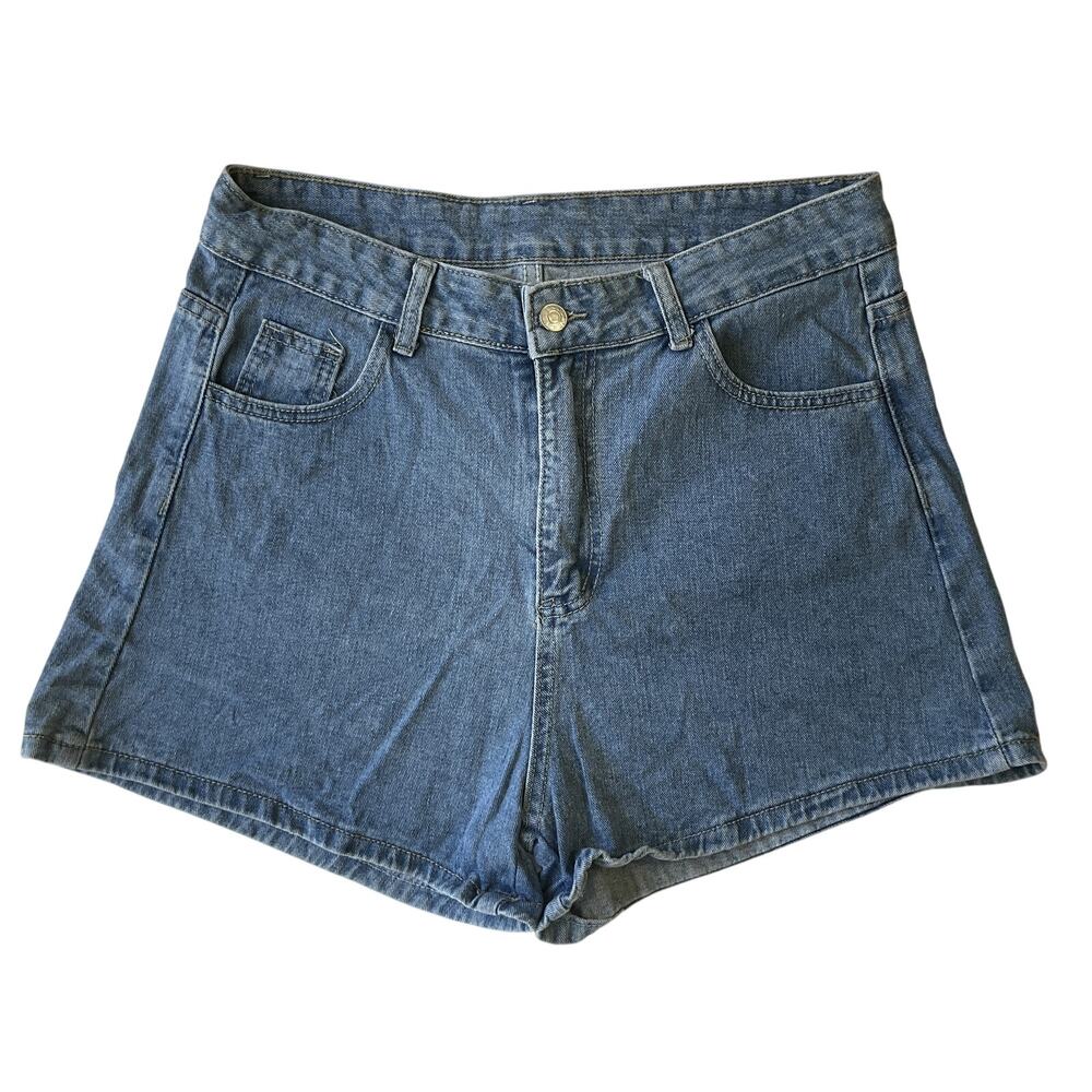SHEIN Women Shorts Size L Blue Denim Button 2.5" Inseam High Rise 31” Waist